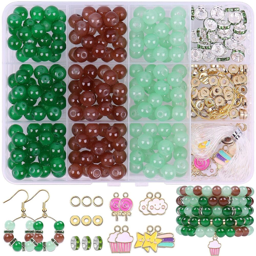 5382 300PCS Glass Beads for Jewelry Making, 8mm Glass Beads Bracelet Making